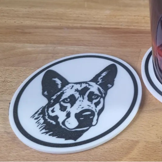 x4 Dog Coaster Set & Holder