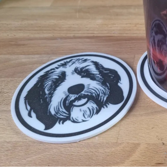 x4 Dog Coaster Set & Holder