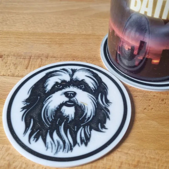 x4 Dog Coaster Set & Holder
