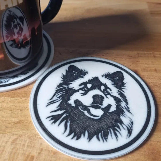 x4 Dog Coaster Set & Holder