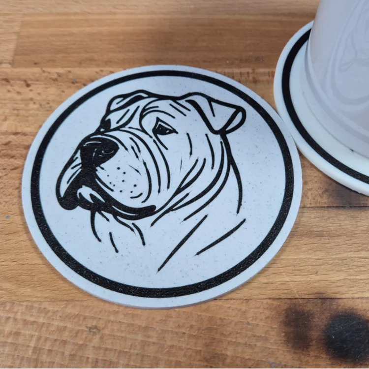 x4 Dog Coaster Set & Holder