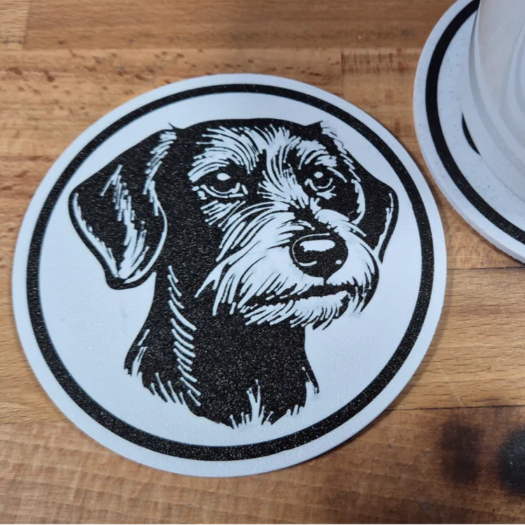 x4 Dog Coaster Set & Holder
