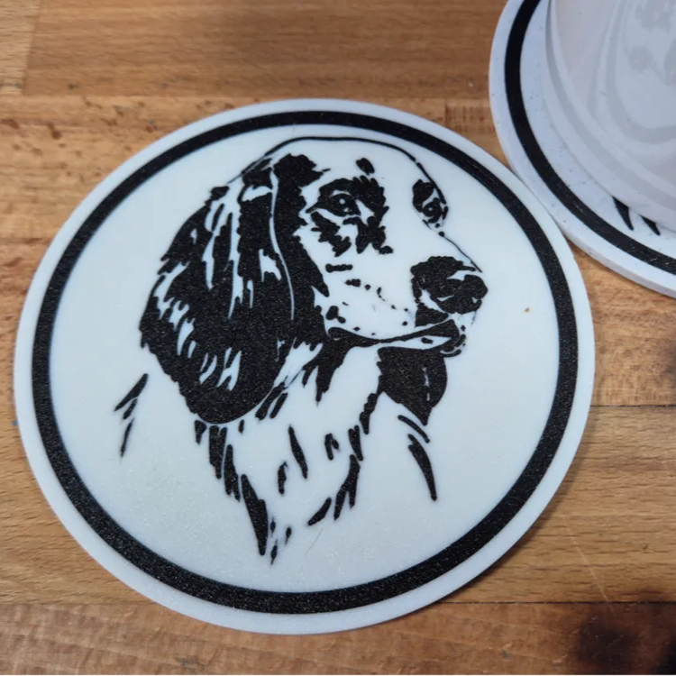 x4 Dog Coaster Set & Holder