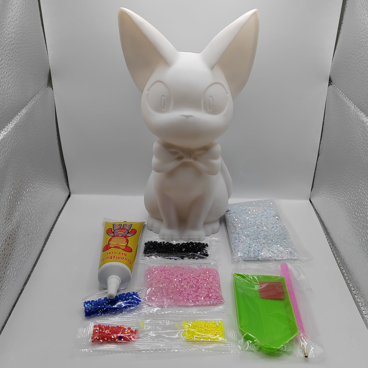 3D Cat Crystal Art Rhinestone Kit - White