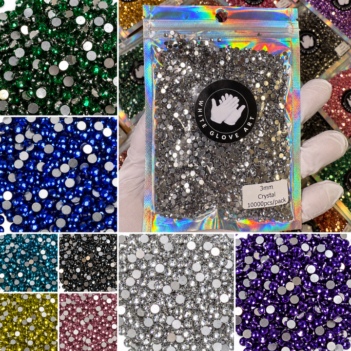 10,000 Rhinestones - 3mm Resin Flatback