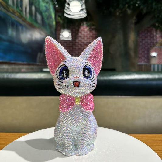 3D Cat Crystal Art Rhinestone Kit - White