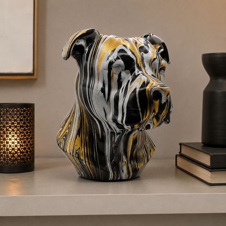 Hand-Painted Staffordshire Bull Terrier Statue – Staffy Head Bust