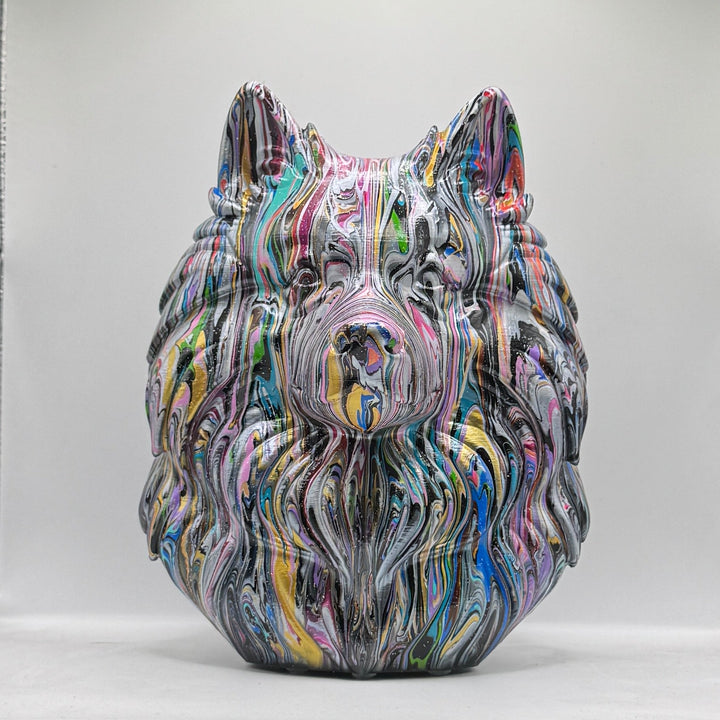 Wolf Spitz Head – Hand Painted