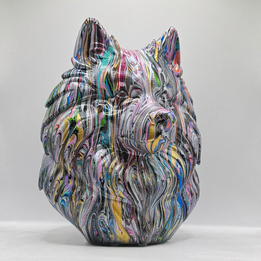 Wolf Spitz Head – Hand Painted
