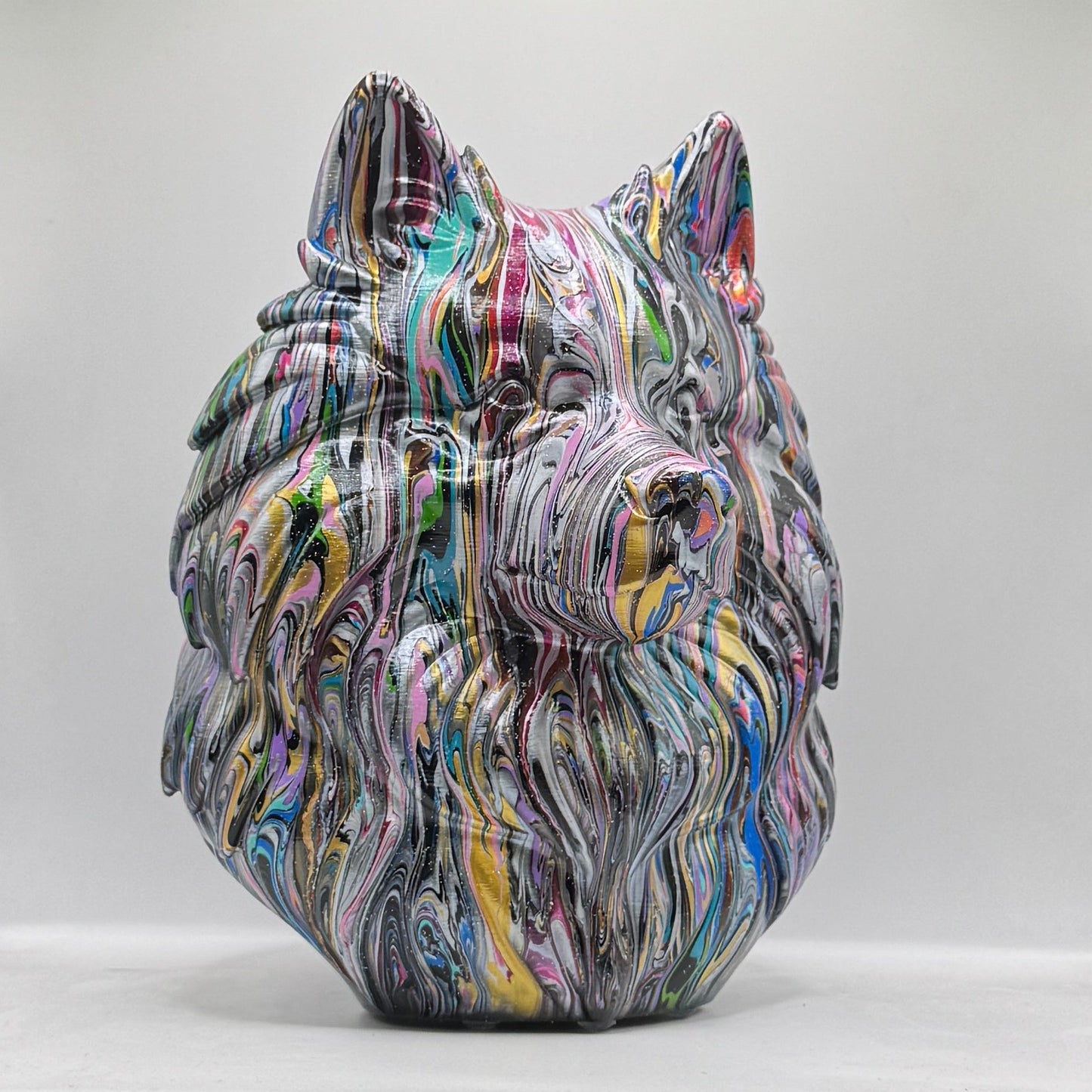 Wolf Spitz Head – Hand Painted