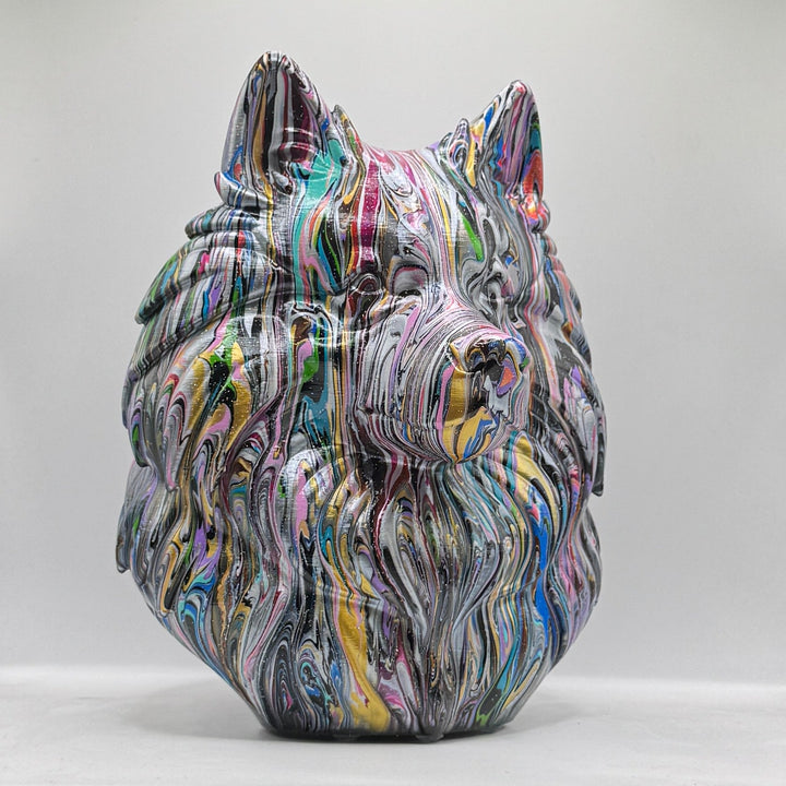 Wolf Spitz Head – Hand Painted