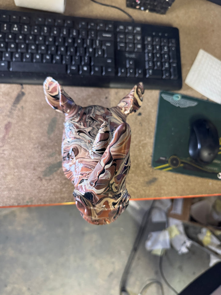 Hand-Painted Rhino Head Wall Sculpture
