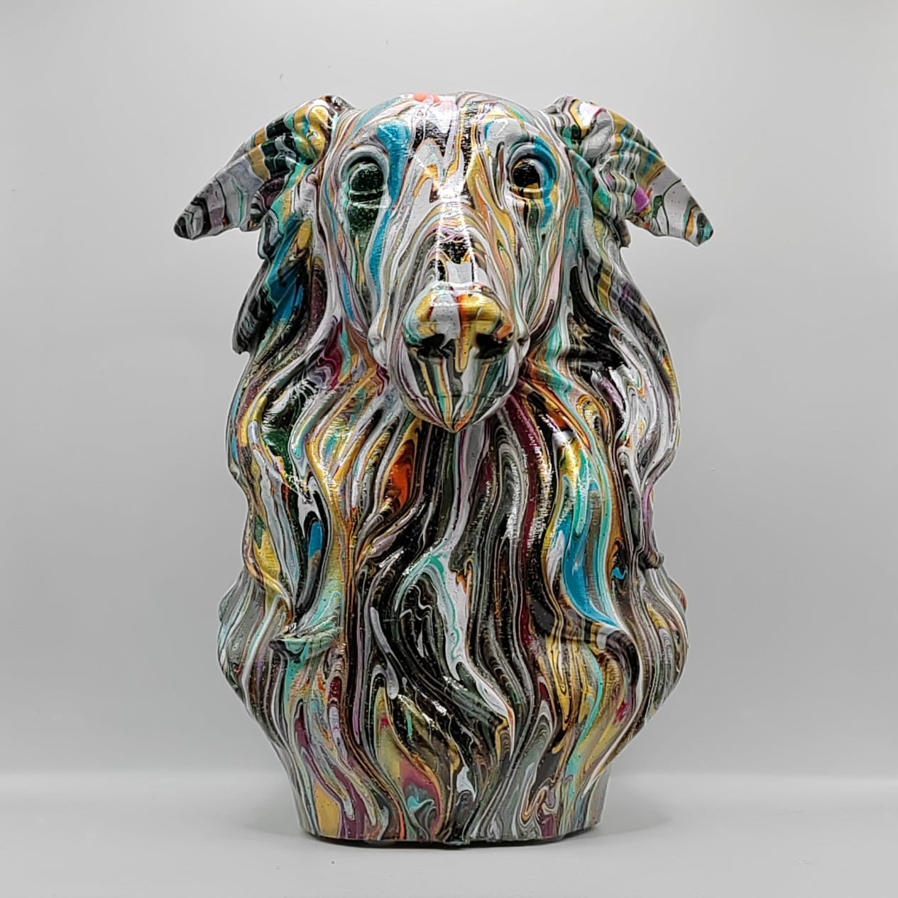 Silken Windhound Head – Hand Painted