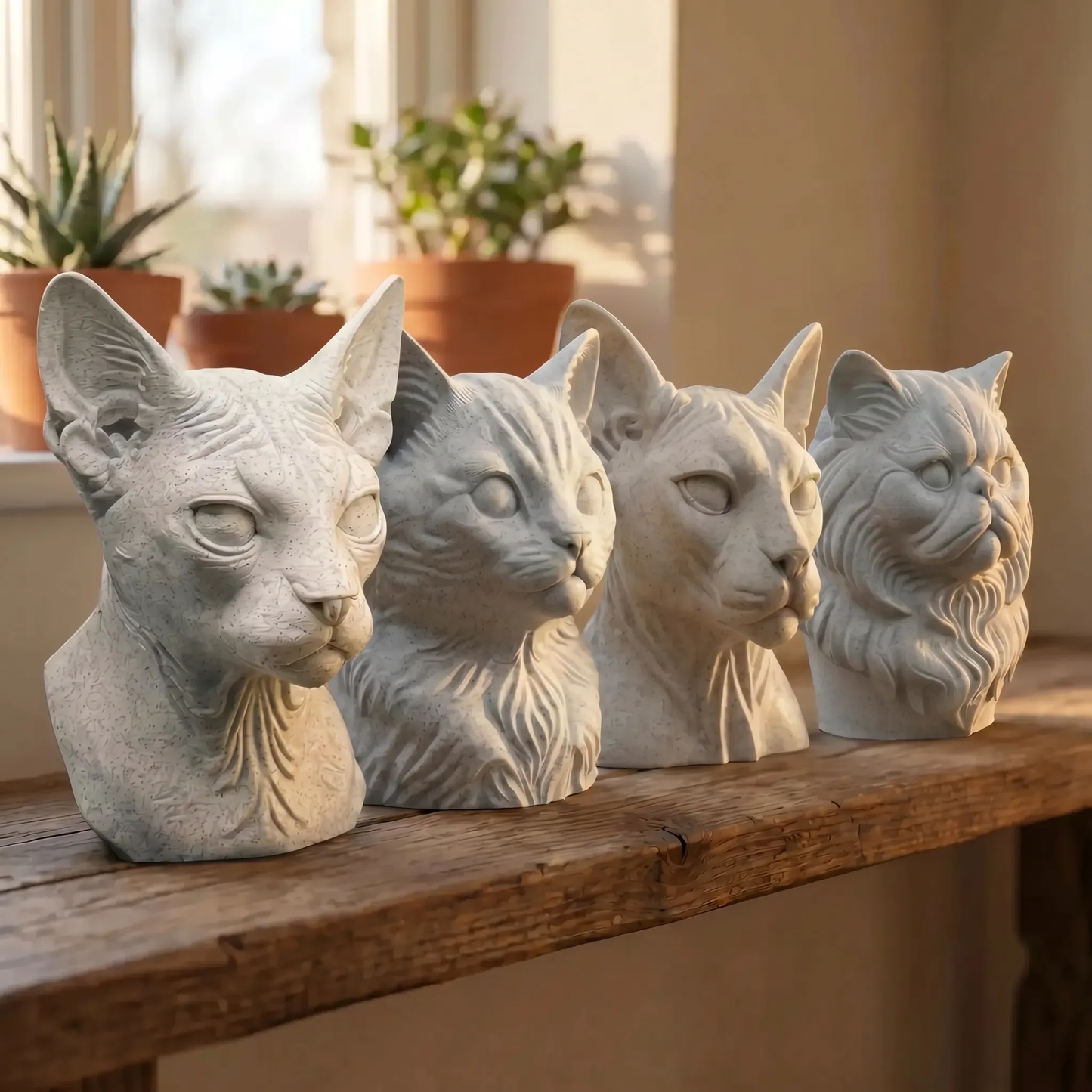 Cat Heads - Stone Style Heads