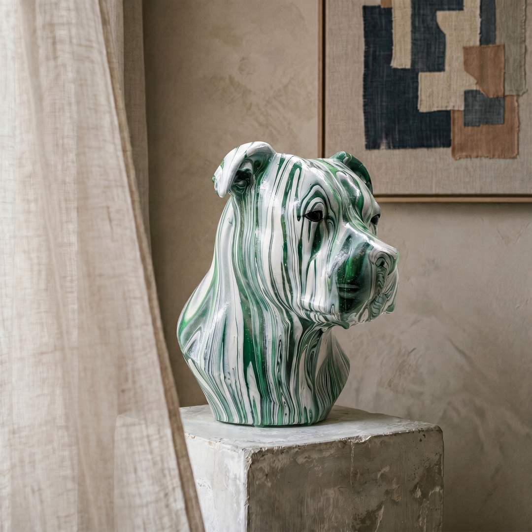Hand-Painted Staffordshire Bull Terrier Statue – Staffy Head Bust