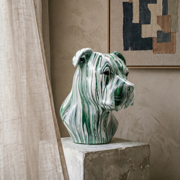Hand-Painted Staffordshire Bull Terrier Statue – Staffy Head Bust