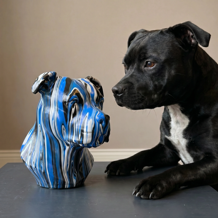 Hand-Painted Staffordshire Bull Terrier Statue – Staffy Head Bust