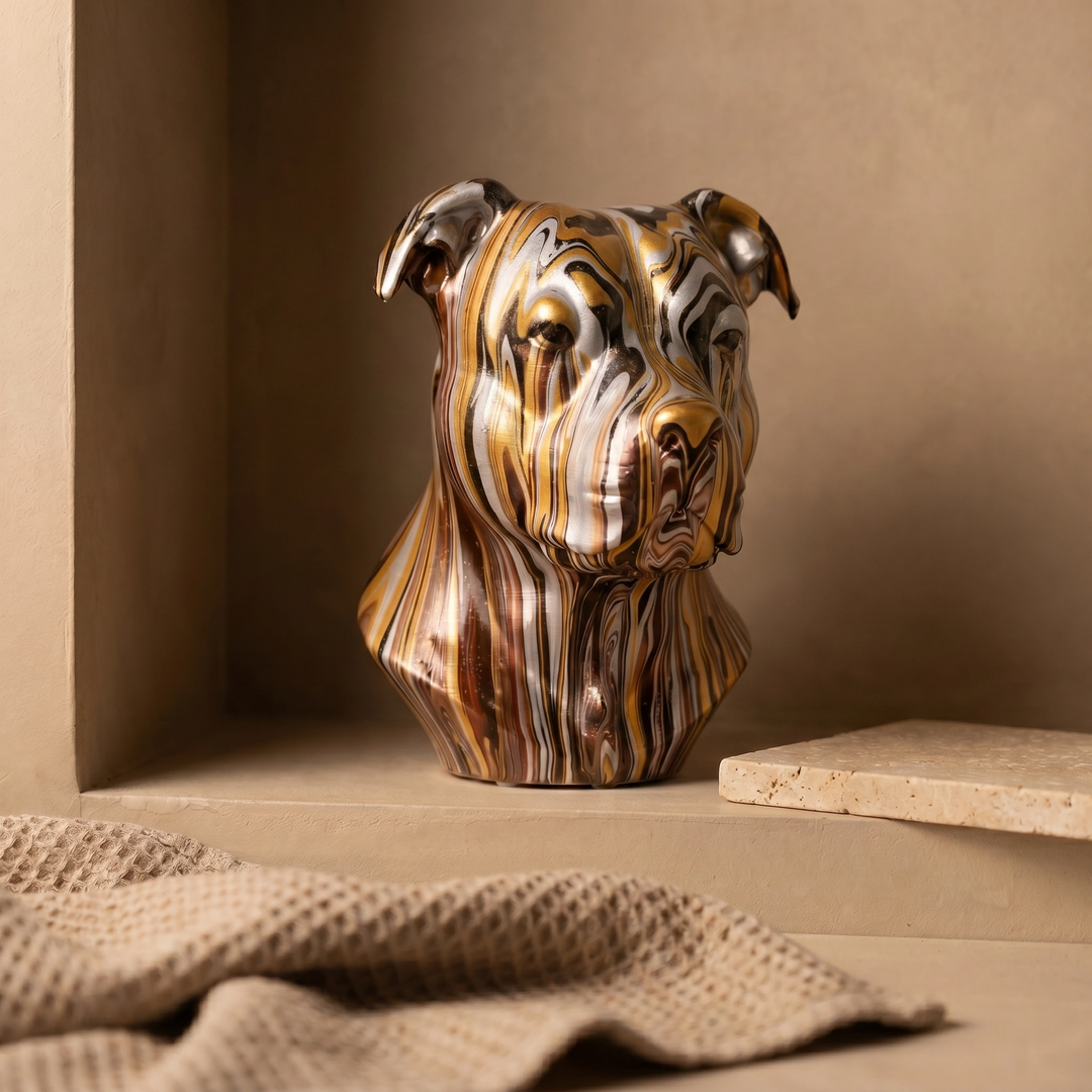 Hand-Painted Staffordshire Bull Terrier Statue – Staffy Head Bust