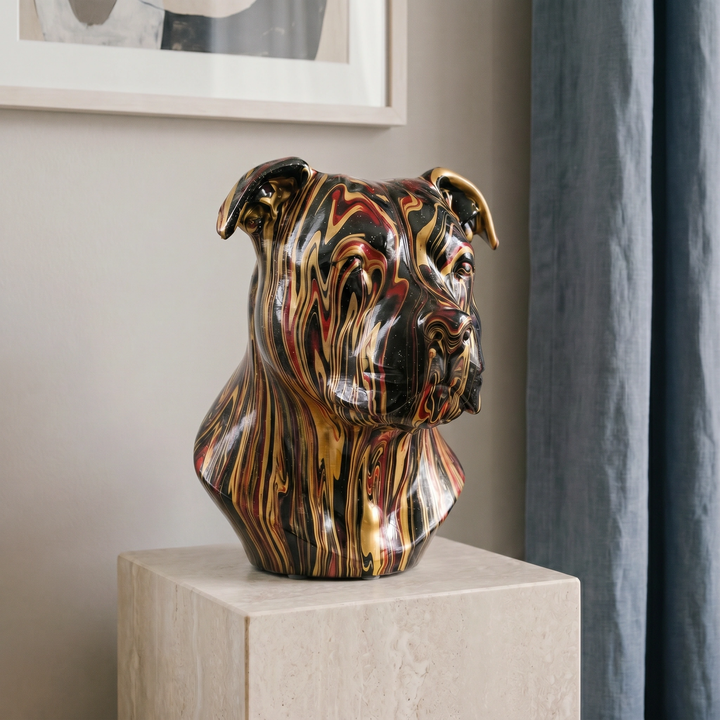 Hand-Painted Staffordshire Bull Terrier Statue – Staffy Head Bust