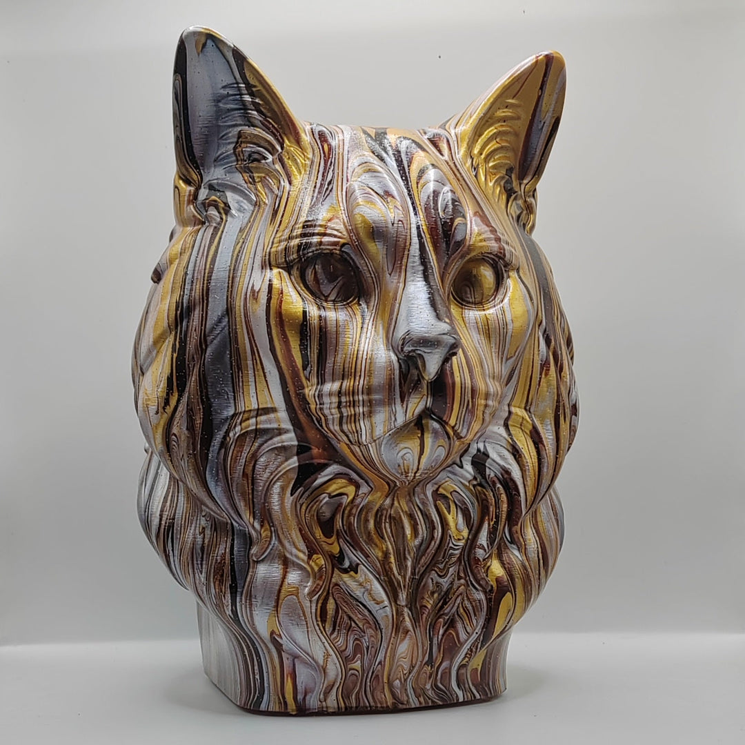 Gold, brown and silver Ragdoll cat ornament, front view