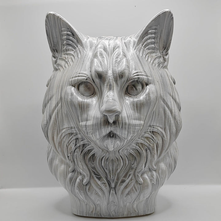 Silver marbled Ragdoll cat ornament, front view